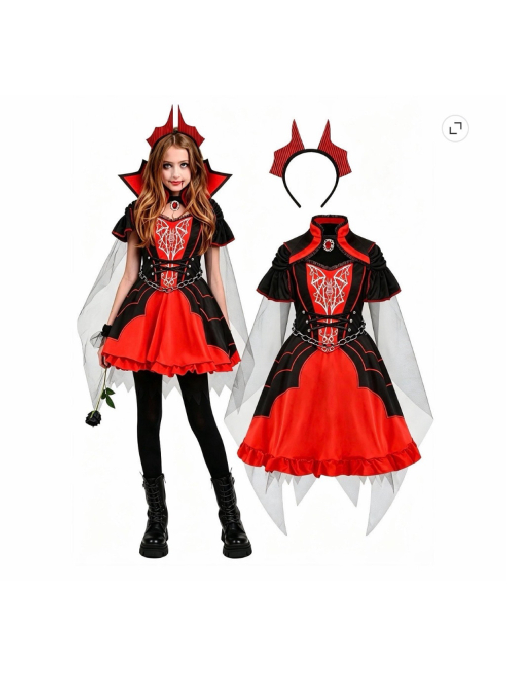 Spooktacular Creations Halloween Girls Vampire Costume Dark Res Dress NEW